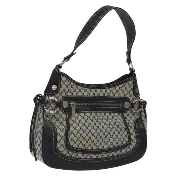 CELINE Macadam Canvas Shoulder Bag Gray Silver - Picture 1 of 13